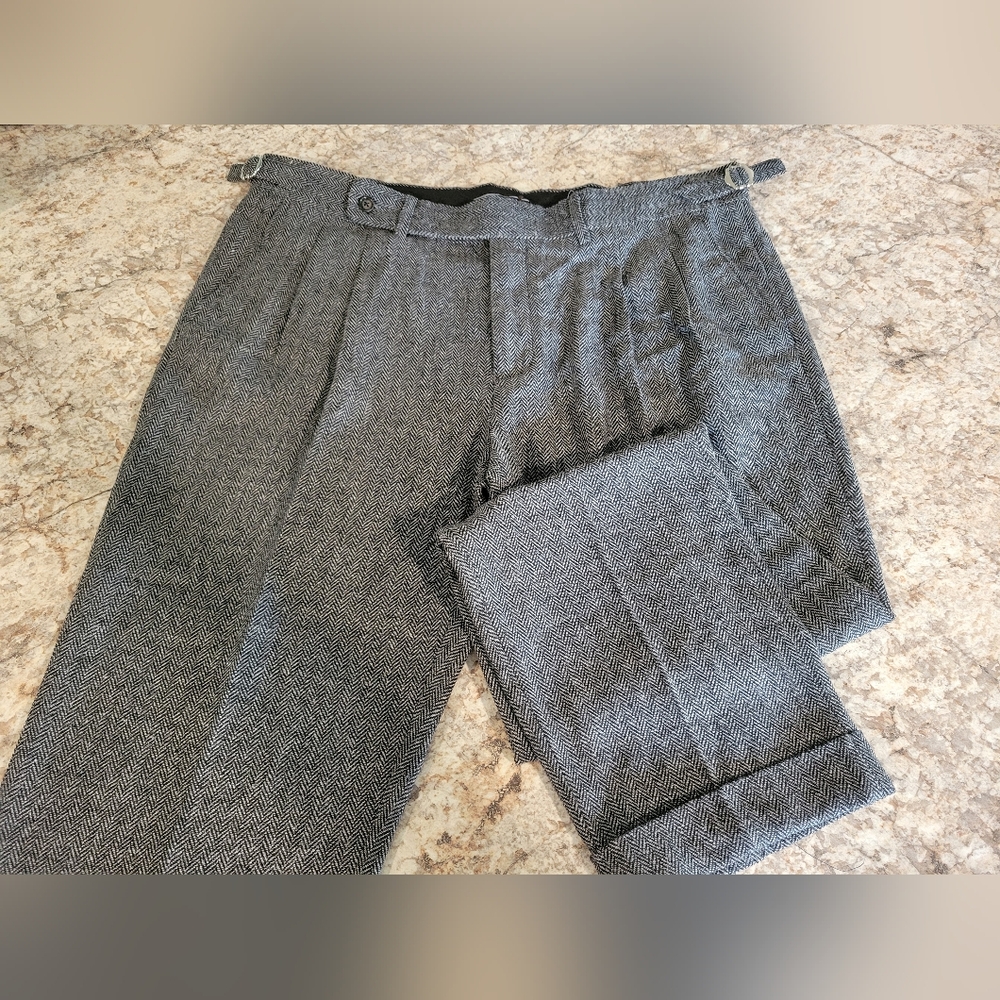 Classic Gray Herringbone Trousers - Women's Tailored Pants